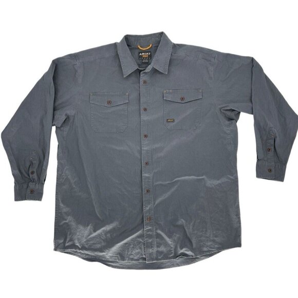 Ariat Rebar Gray Long Sleeve Button Down Workwear Shirt Men's  Size XX Large - Picture 1 of 8